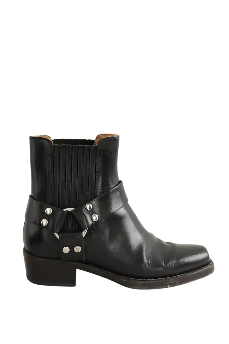 Boots à boucles RE/DONE Noir en Cuir, taille 38 - Seconde Main