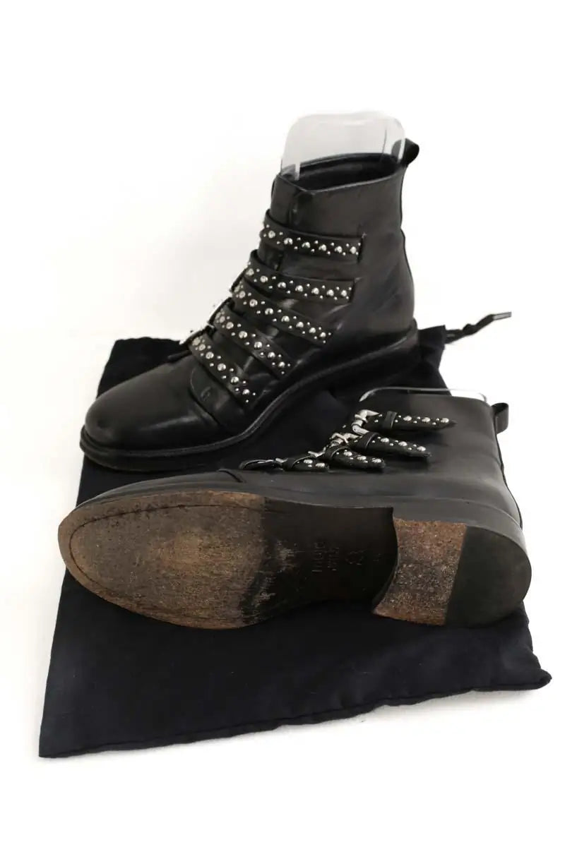 Boots à boucles The Kooples Noir en Cuir