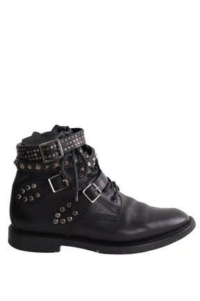 Boots à boucles Yves Saint Laurent Noir en Cuir, taille 38 - Seconde Main