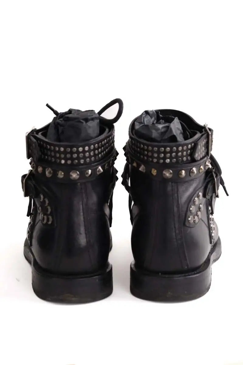 Boots à boucles Yves Saint Laurent Noir en Cuir