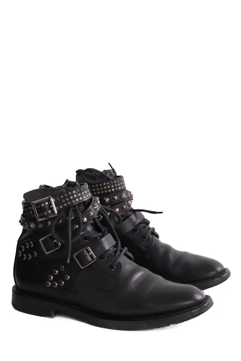 Boots à boucles Yves Saint Laurent Noir en Cuir