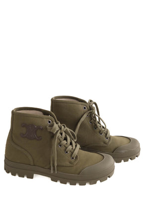 Boots à lacets Celine Kaki en Tissu