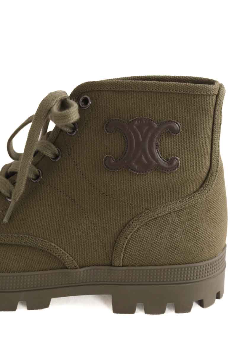 Boots à lacets Celine Kaki en Tissu