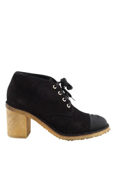 Boots à lacets Chanel Noir en Daim, taille 39 - Seconde Main
