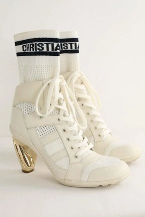 Boots à lacets Dior Blanc en Cuir