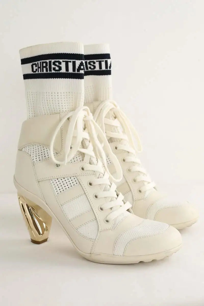 Boots à lacets Dior Blanc en Cuir