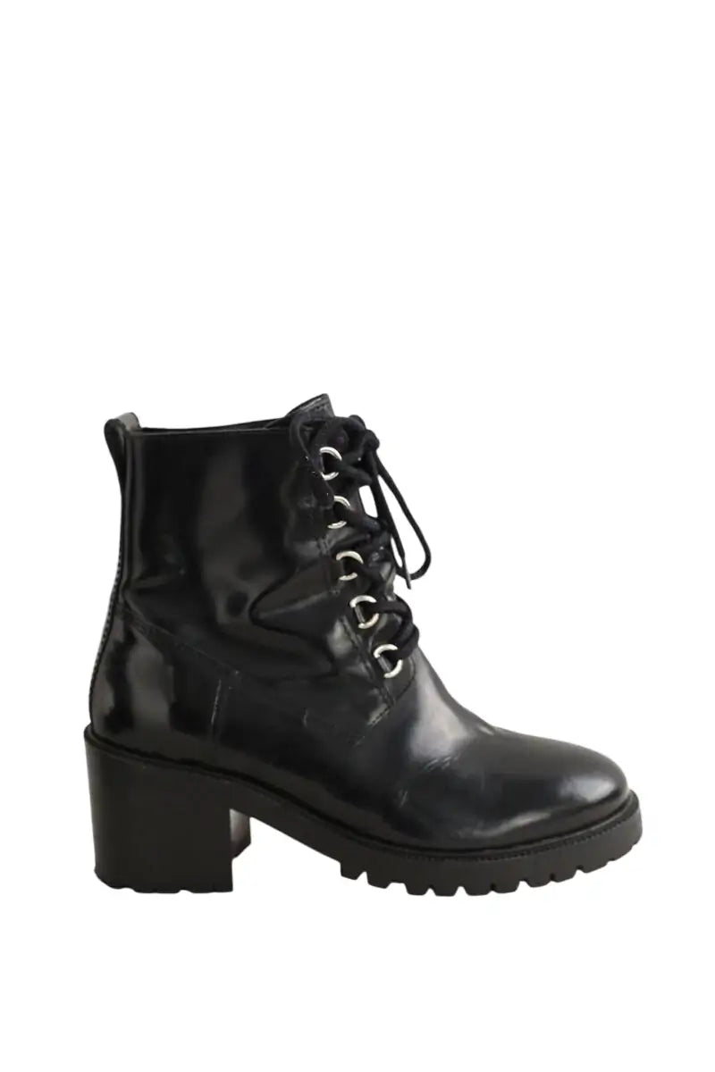 Boots à lacets Maje Noir en Cuir, taille 39 - Seconde Main