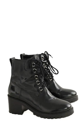 Boots à lacets Maje Noir en Cuir