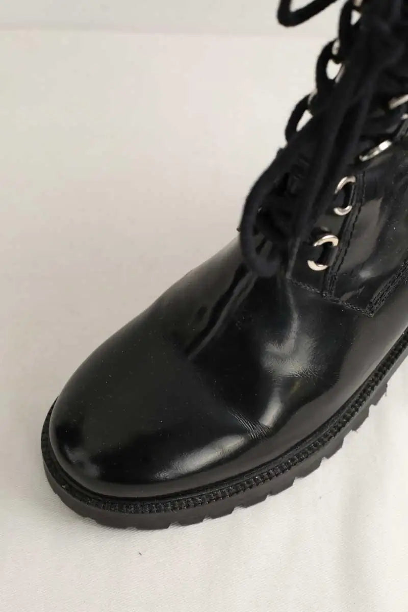 Boots à lacets Maje Noir en Cuir