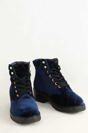 Boots à lacets Sandro Bleu en Velours