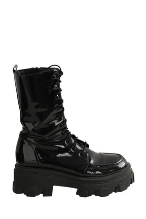 Boots à lacets The Kooples Noir en Cuir verni, taille 38 - Seconde Main