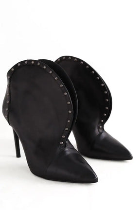 Boots Balmain Studded accents lace Noir en Cuir