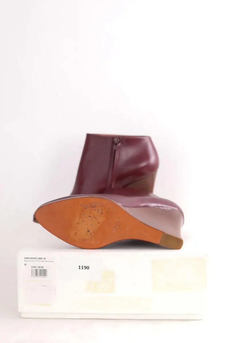 Boots Celine Bordeaux en Cuir