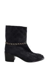 Boots Chanel Noir en Daim, taille 36 - Seconde Main