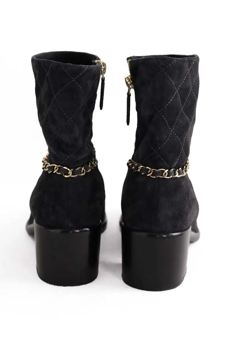 Boots Chanel Noir en Daim
