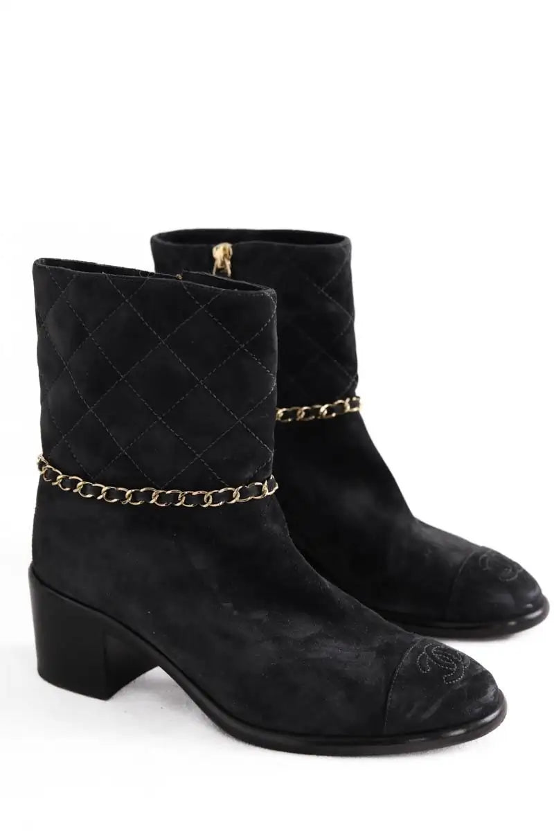 Boots Chanel Noir en Daim