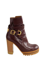 Boots Chloé Bordeaux en Cuir, taille 37 - Seconde Main