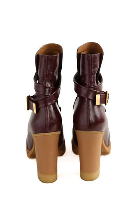 Boots Chloé Bordeaux en Cuir