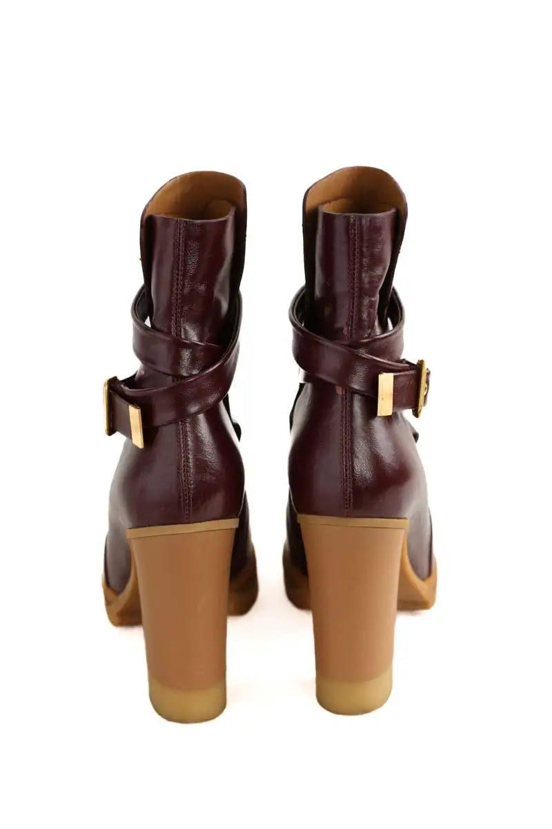 Boots Chloé Bordeaux en Cuir