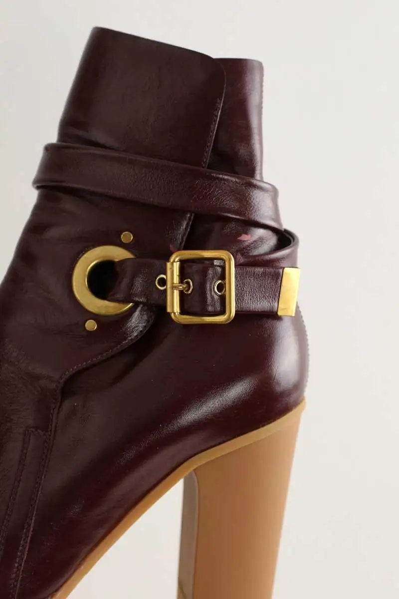 Boots Chloé Bordeaux en Cuir
