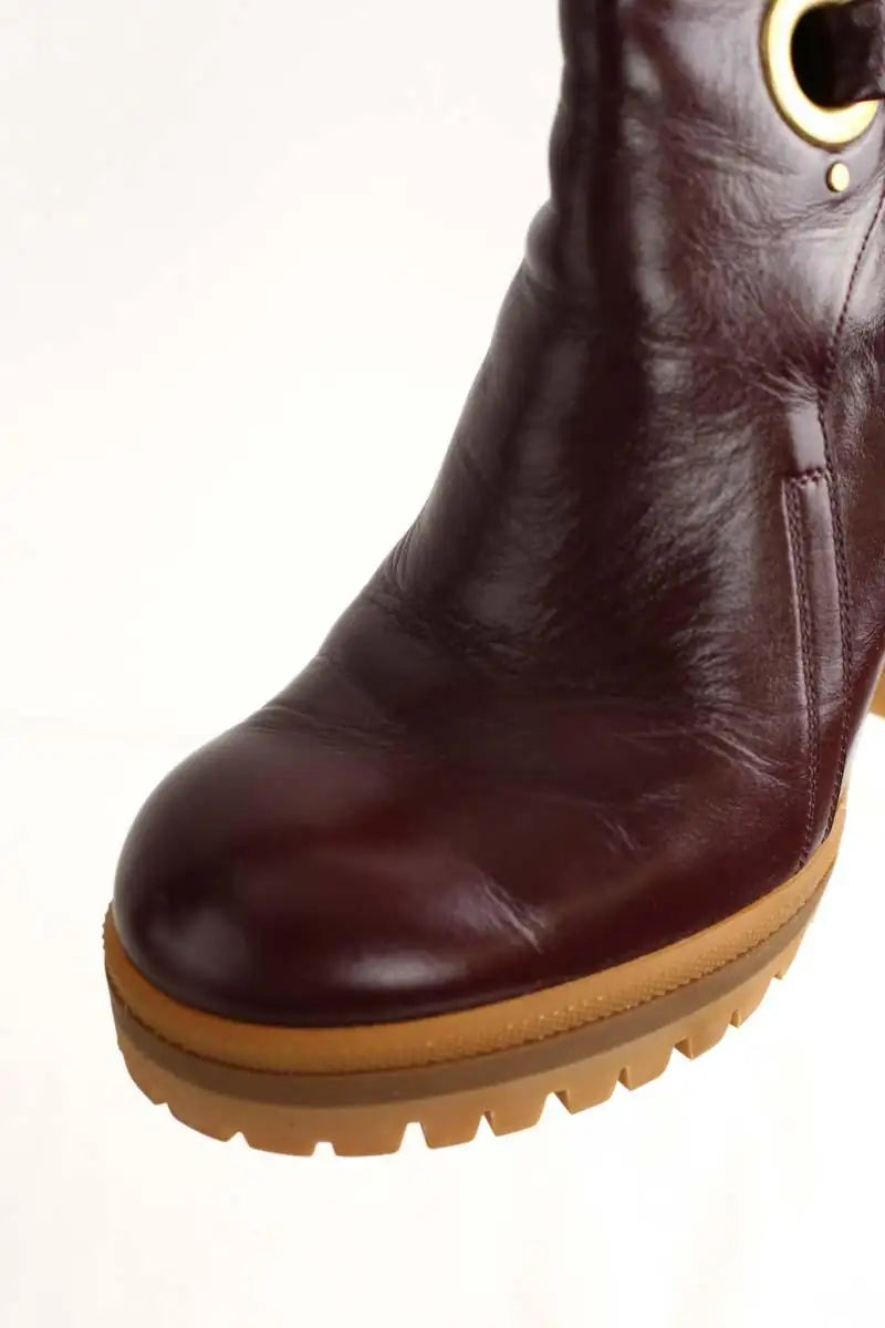 Boots Chloé Bordeaux en Cuir