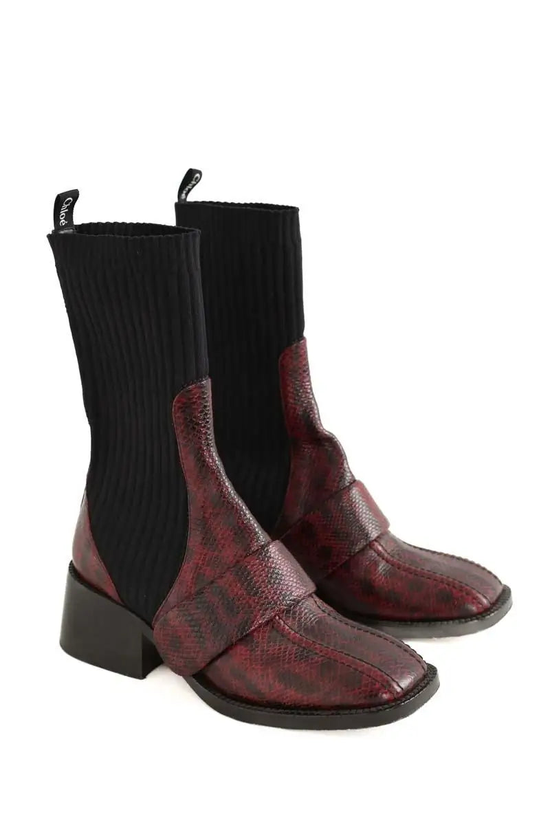Boots Chloé Bordeaux en Cuir