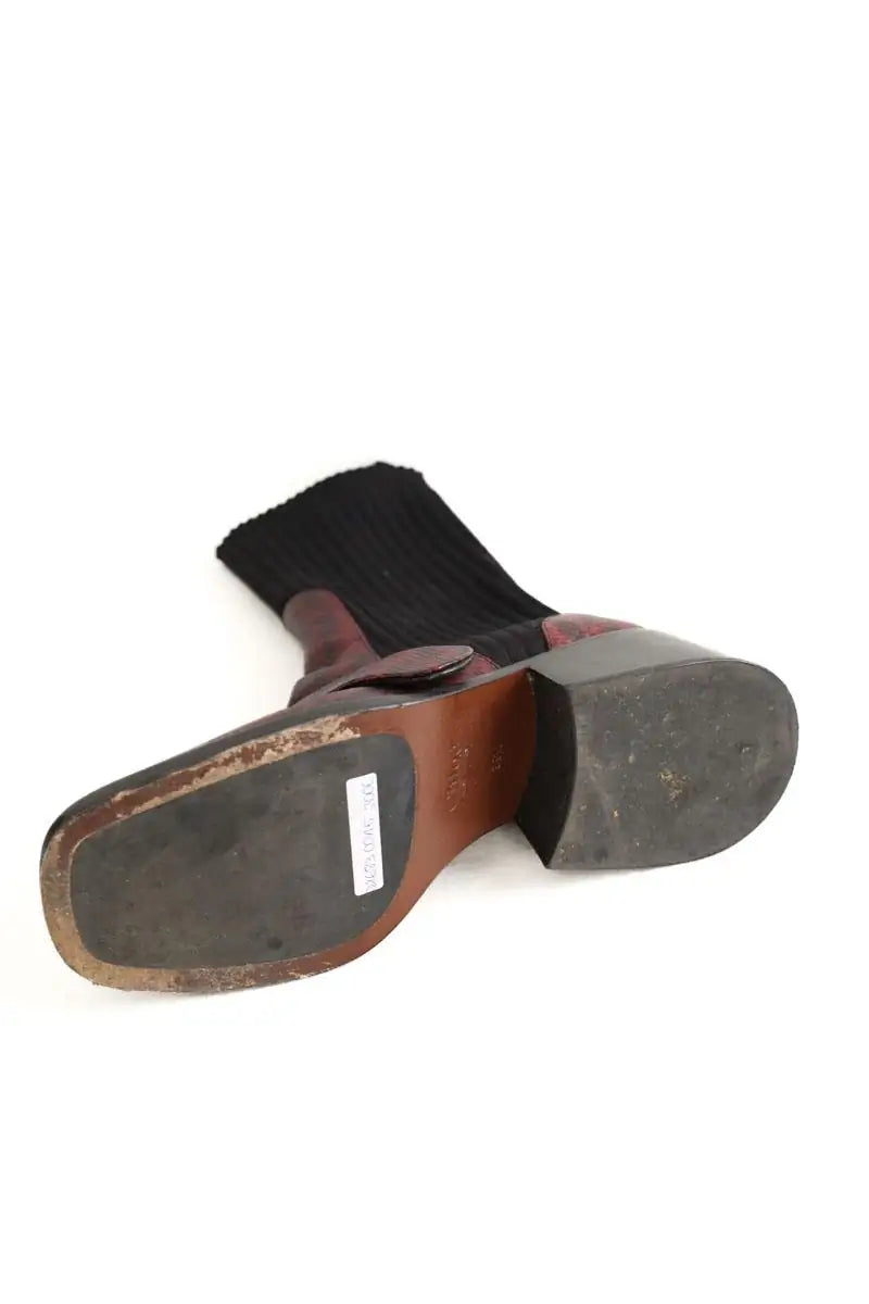 Boots Chloé Bordeaux en Cuir