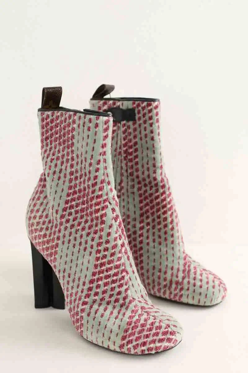 Boots Louis Vuitton Rose en Velours