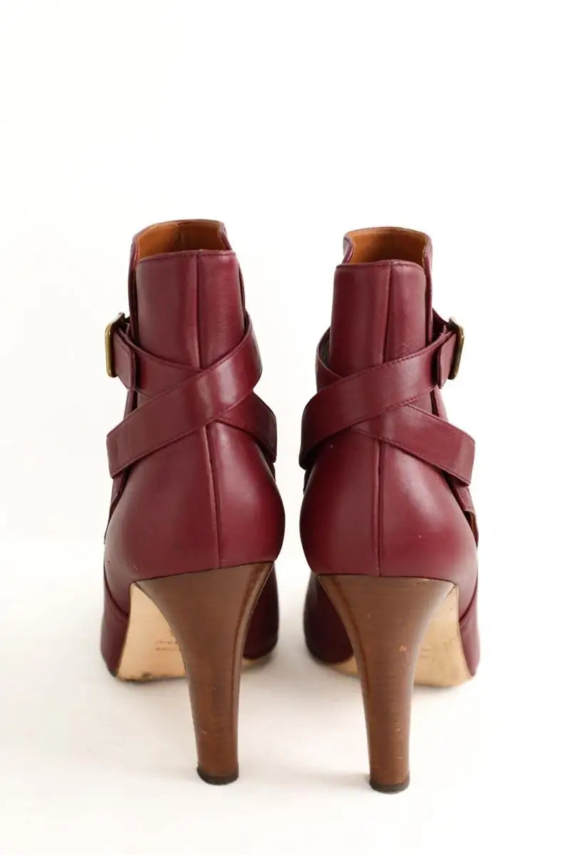 Boots Michel Vivien Bordeaux en Cuir