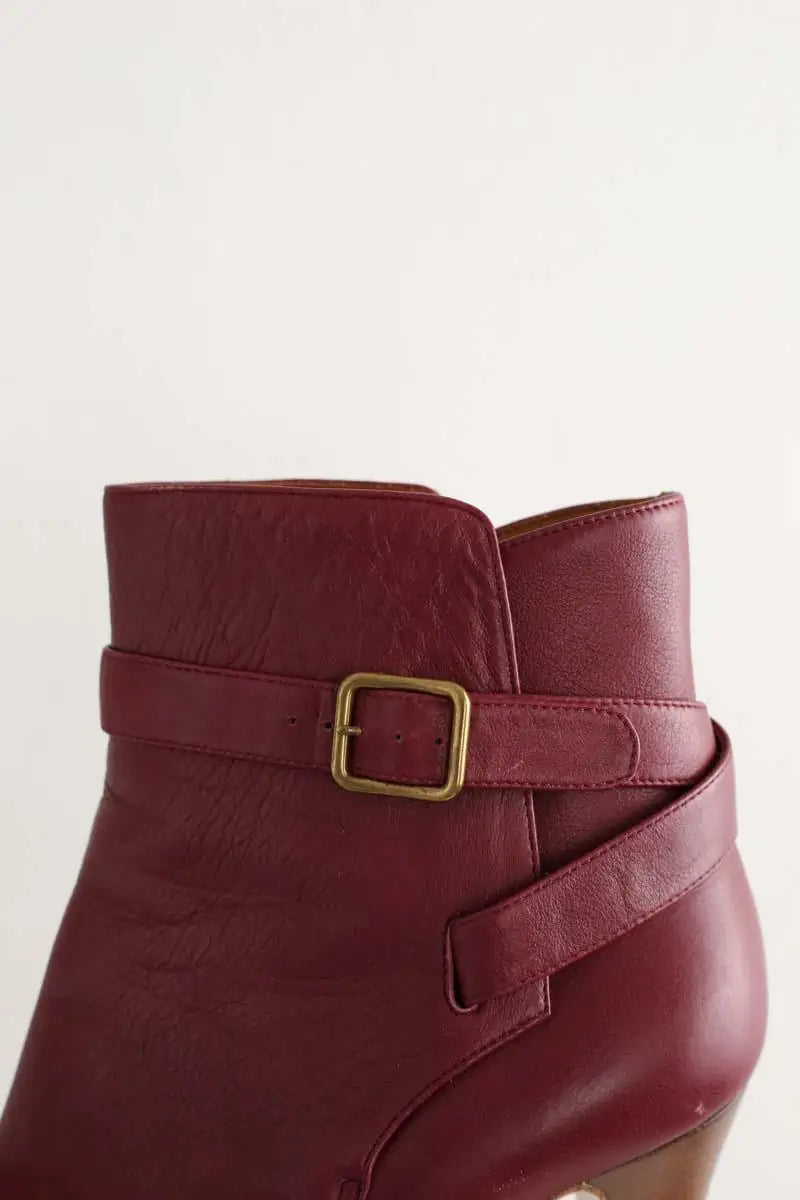 Boots Michel Vivien Bordeaux en Cuir
