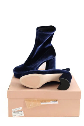 Boots Miu Miu High heel ankle Bleu en Velours
