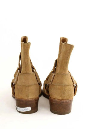 Boots motardes RE/DONE Camel en Daim