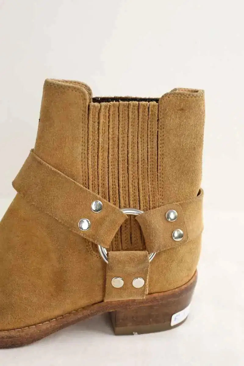 Boots motardes RE/DONE Camel en Daim