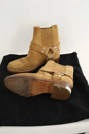 Boots motardes RE/DONE Camel en Daim