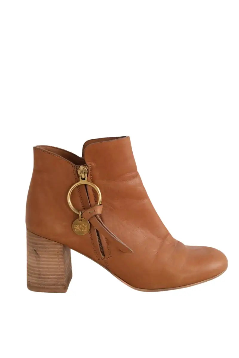 Boots See By Chloé Camel en Cuir, taille 38 - Seconde Main