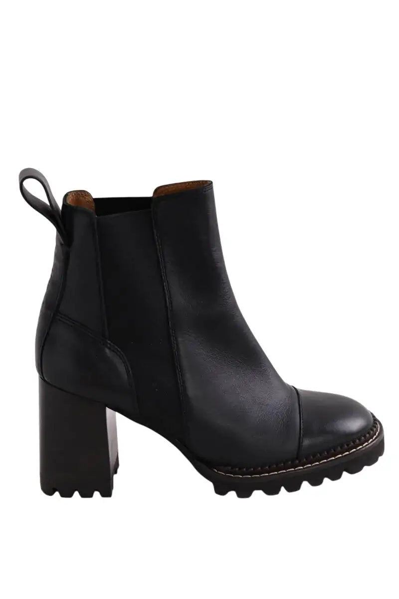 Boots See By Chloé Noir en Cuir, taille 37 - Seconde Main