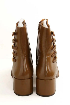 Boots Sézane Léonie Marron en Cuir verni