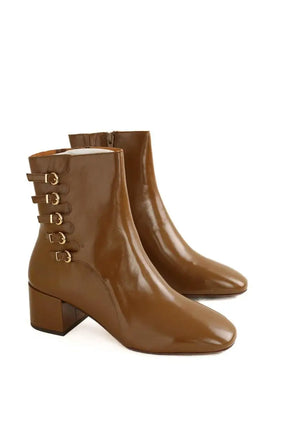 Boots Sézane Léonie Marron en Cuir verni