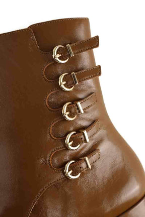 Boots Sézane Léonie Marron en Cuir verni