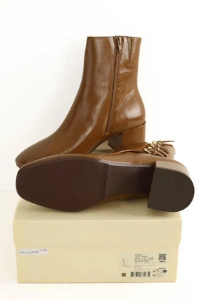 Boots Sézane Léonie Marron en Cuir verni
