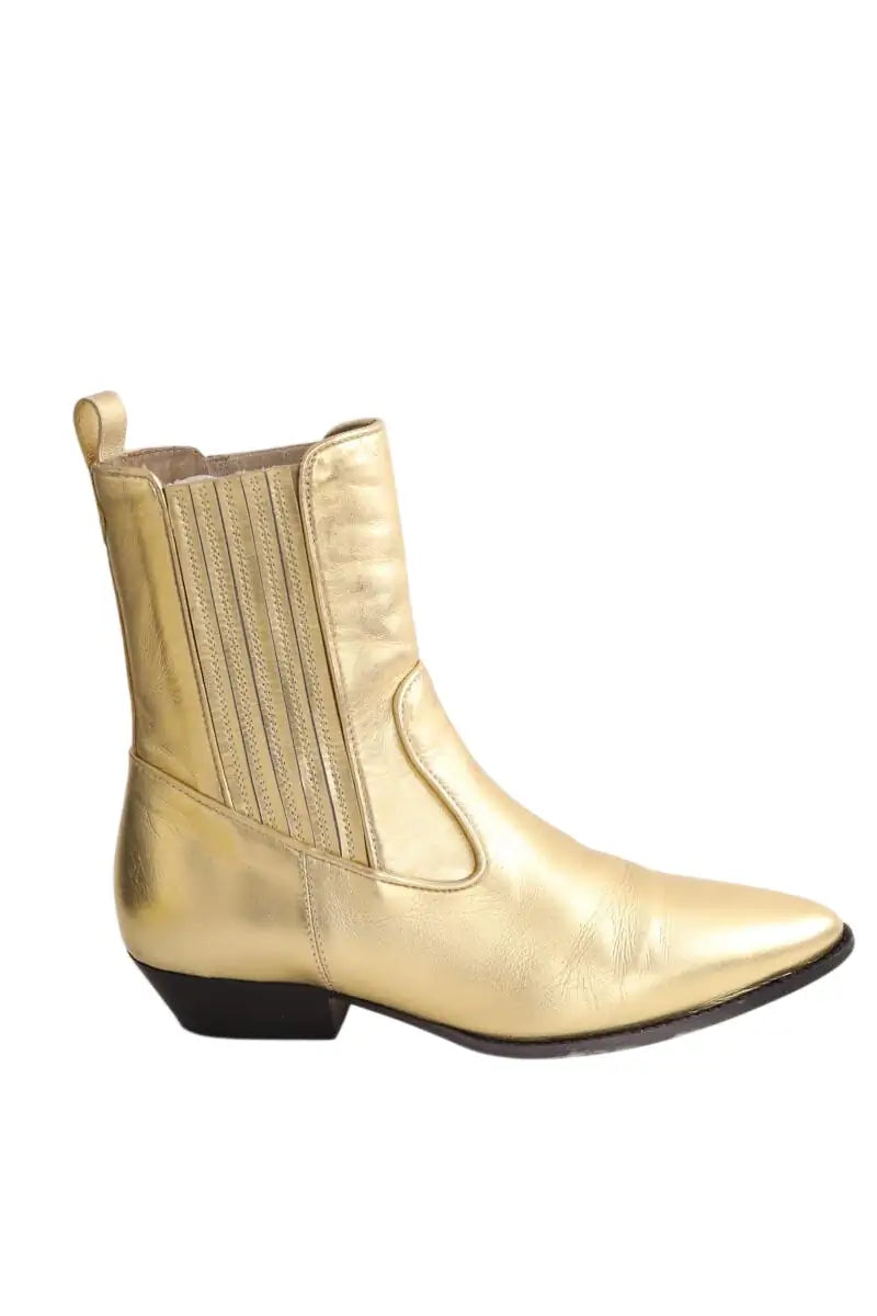 Boots Socque Doré en Cuir, taille 39 - Seconde Main