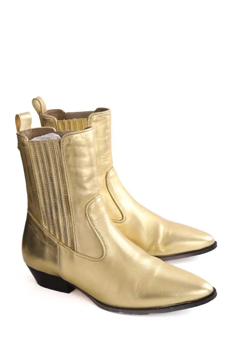 Boots Socque Doré en Cuir