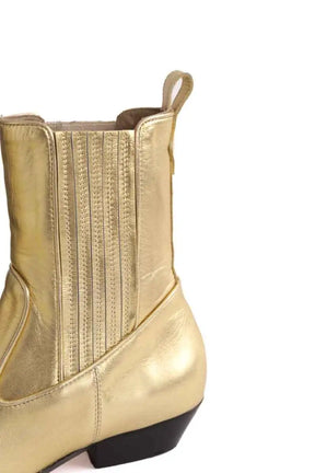 Boots Socque Doré en Cuir