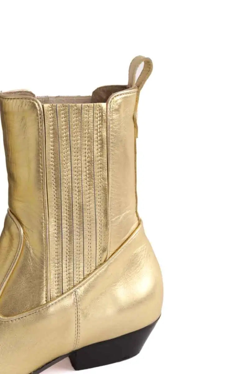 Boots Socque Doré en Cuir