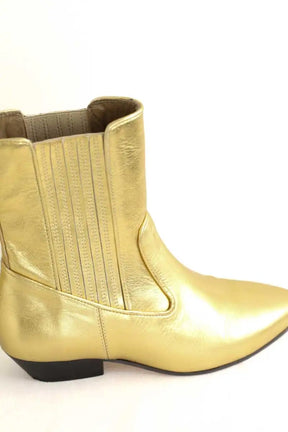 Boots Socque Doré en Cuir