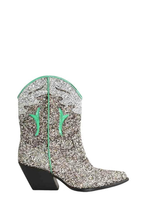 Boots western Elena Iachi Argent en Paillettes, taille 37 - Seconde Main
