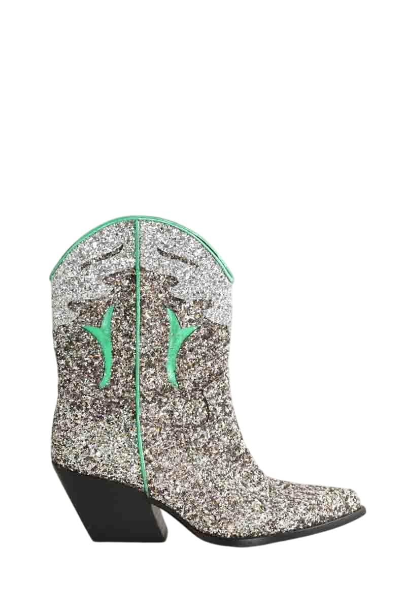 Boots western Elena Iachi Argent en Paillettes, taille 37 - Seconde Main