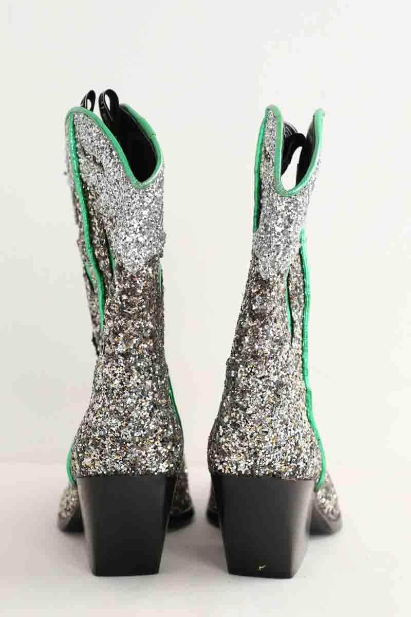 Boots western Elena Iachi Argent en Paillettes
