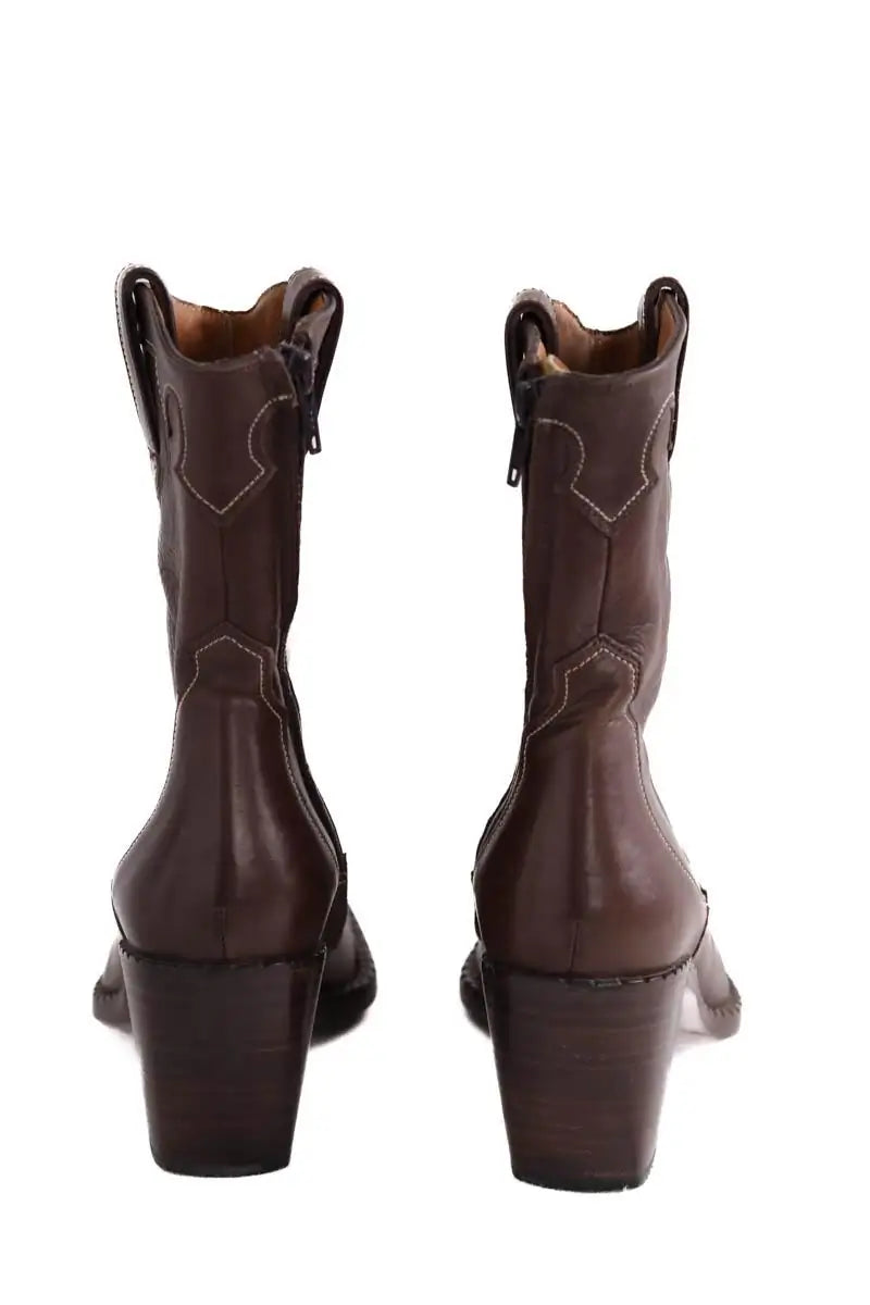 Boots western Free Lance Marron en Cuir
