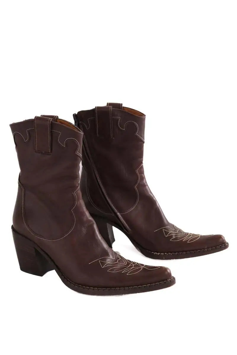 Boots western Free Lance Marron en Cuir